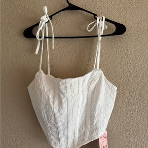 Chic White Floral Corset Top